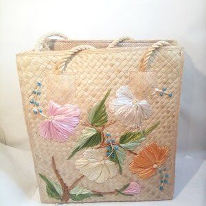 Vintage wicker foral  Bag / purse